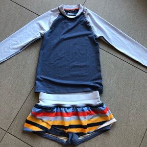 Girls REI Rash Guard and Swim Bottom